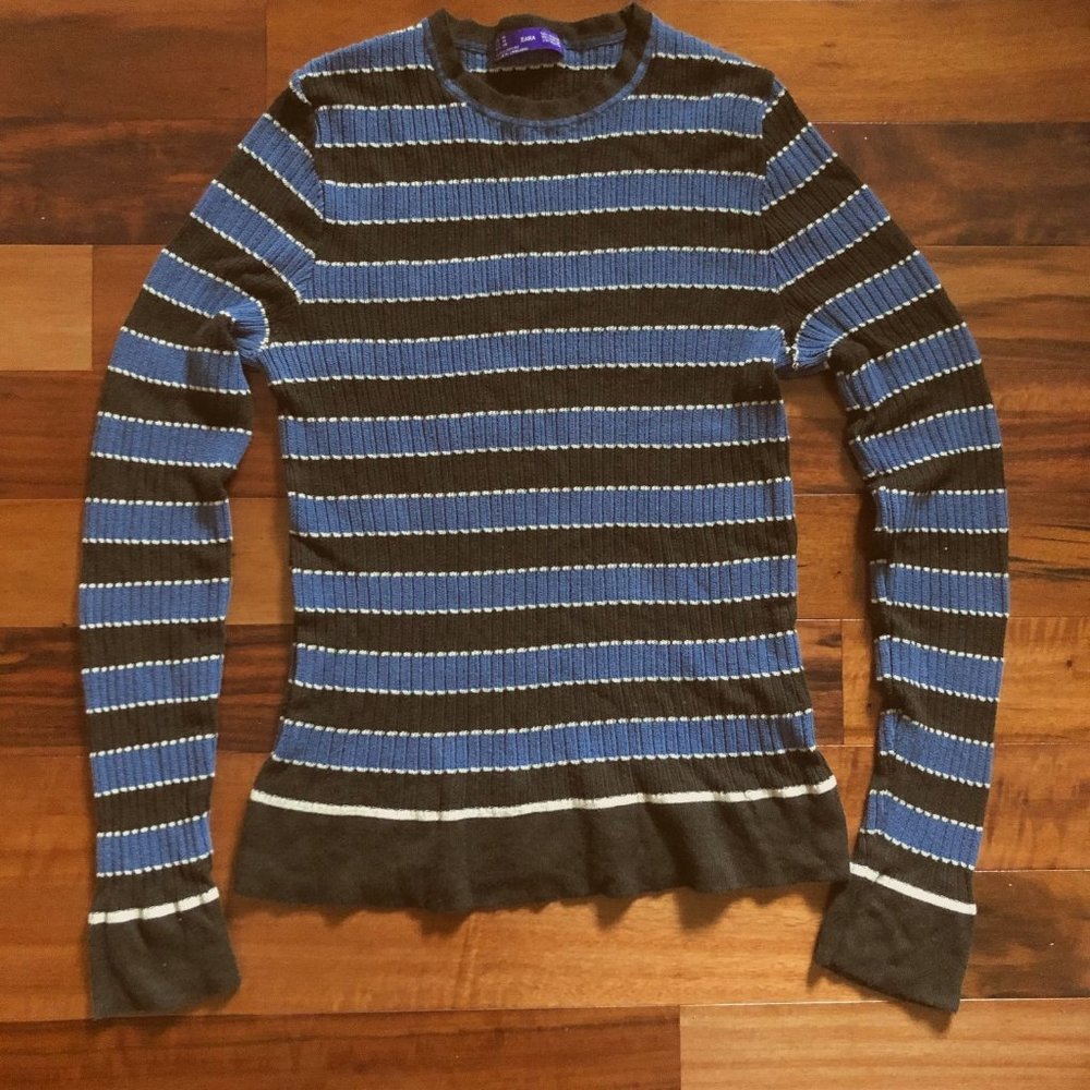 Zara striped blue/brown shirt - size M